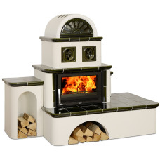 Kachlová pec ABX Oxford s výměníkem 7kW levá, zelená